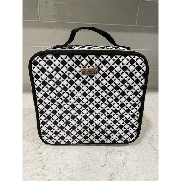 Geometric Print Cosmetic Makeup Brush Organizer Travel Bag Case Nylon JONES NY - Picture 1 of 8